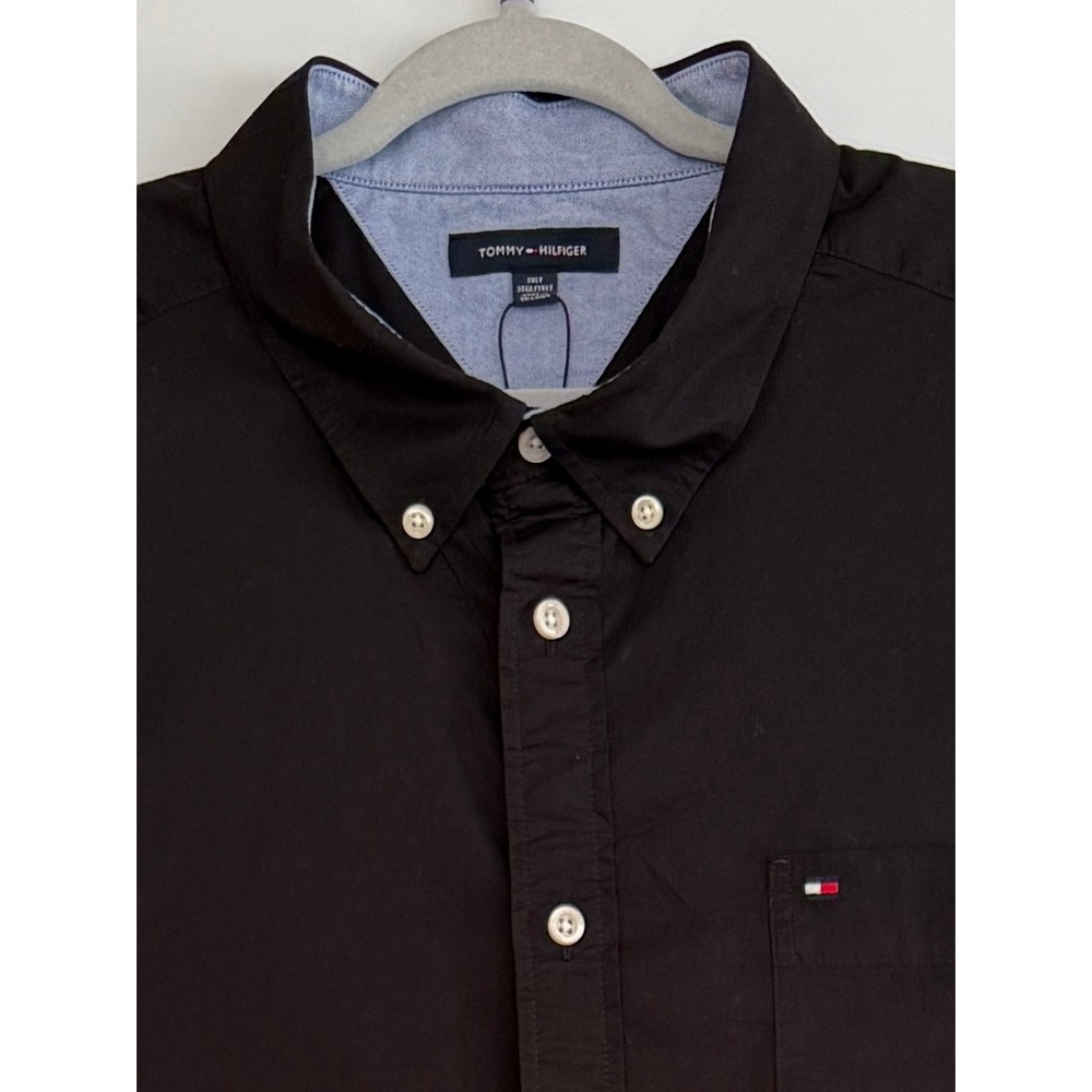 NEW Tommy Hilfiger Mens 3XLT Black Short Sleeve Button Down Shirt Big & Tall - Picture 4 of 7
